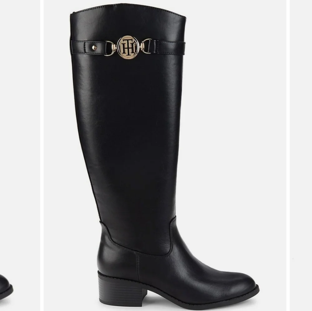 Tommy Hilfiger black knee length boots equestrian size 11